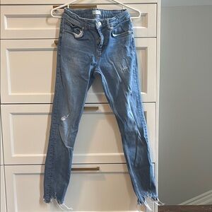 Zara Blue Skinny Distressed Jeans